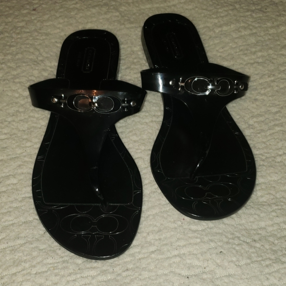 Black Coach Jessie Thong Sandals